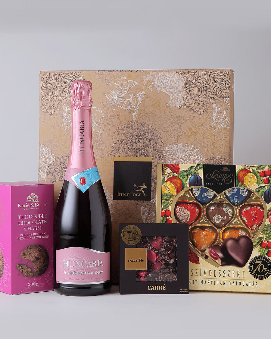 Ajándékcsomag Hungária Extra Dry Rosé pezsgővel