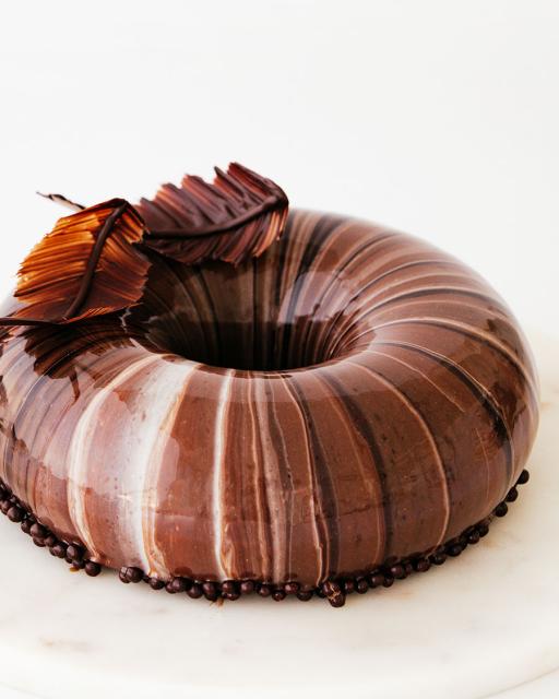 Triple chocolate wreath cake