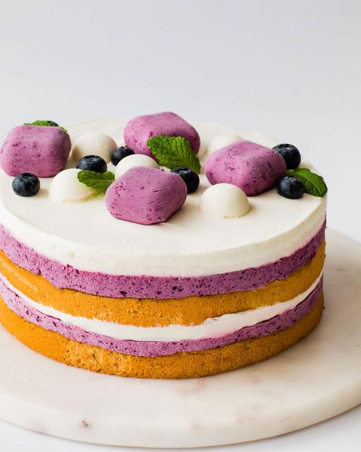 Lemon blueberry mousse cake