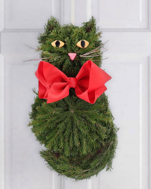 Karácsonyi Macska dekoráció - ajtóra vagy ablakba