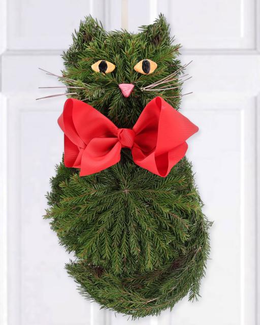 Karácsonyi Macska dekoráció - ajtóra vagy ablakba