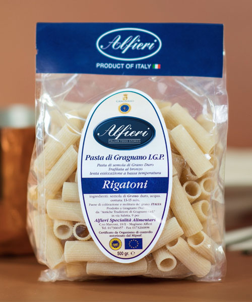 Alfieri rigatoni, durum lisztes gragnano-i típusú tészta 500 g