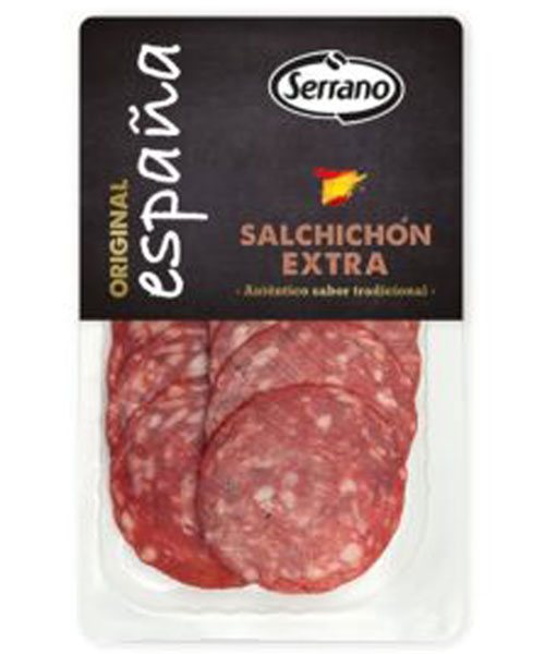 Serrano Salchichón prémium szeletelt spanyol tradicionális érlelt szalámi. 100 g 