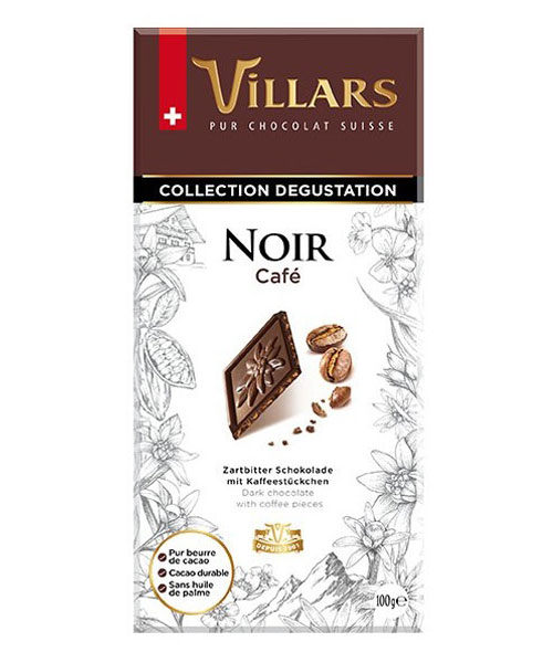 Villars svájci étcsokoládé kávépehellyel. 100 g