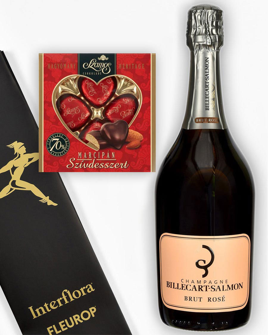 Billecart-Salmon rosé champagne és Szamos Marcipán Szívdesszert